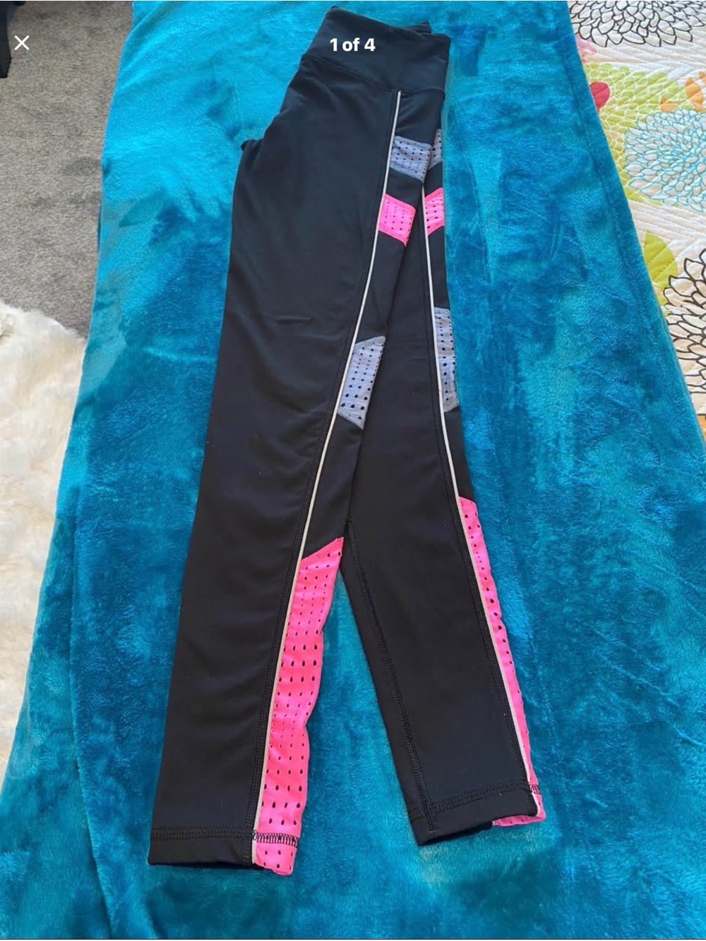 VICTORIA SECRET ~ VSX Active Black Leggings with Pink and Gray Accents